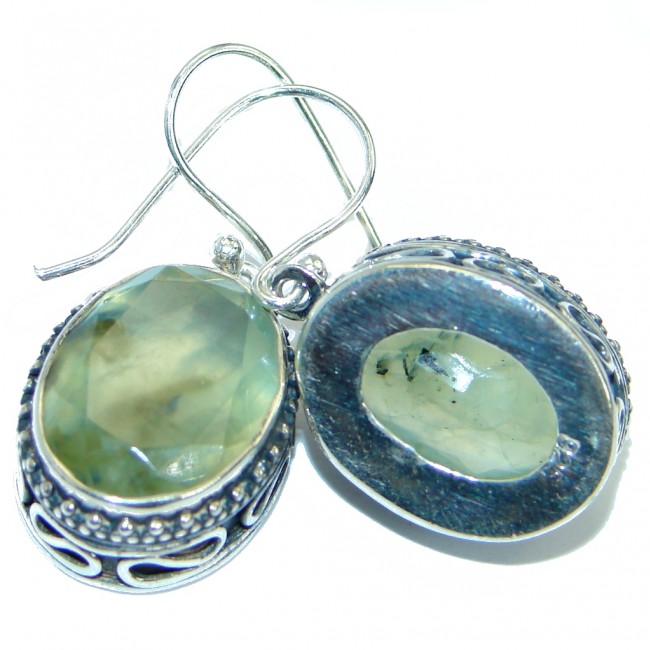 Authentic Moss Prehnite Sterling Silver handmade earrings