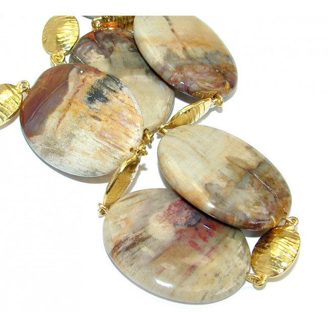 One of the kind Picasso Jasper Gold plated over .925 Sterling Silver handcrafted necklace