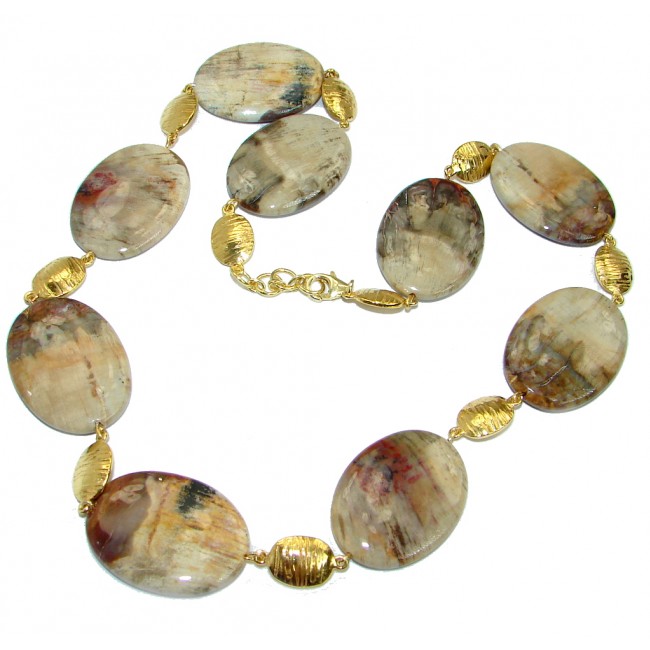 One of the kind Picasso Jasper Gold plated over .925 Sterling Silver handcrafted necklace