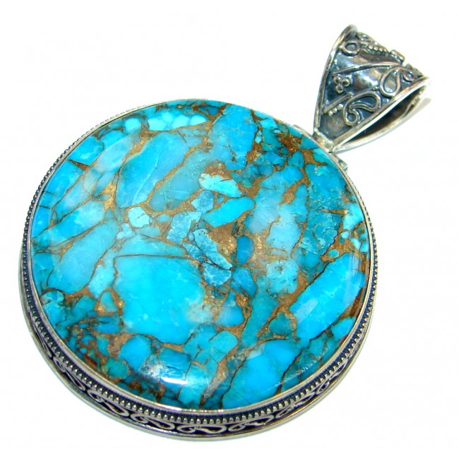 Amazing Blue Turquoise copper vail Sterling Silver handmade Pendant