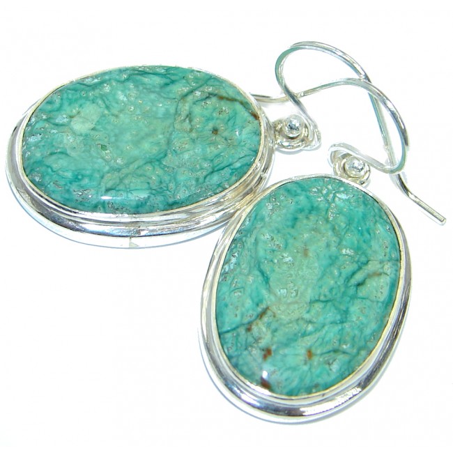 Perfect Green Turquoise Sterling Silver handmade earrings