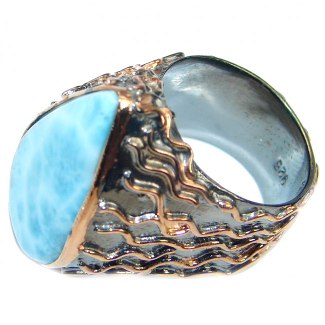 Genuine Larimar Rose Gold plated over .925 Sterling Silver Ring s. 5