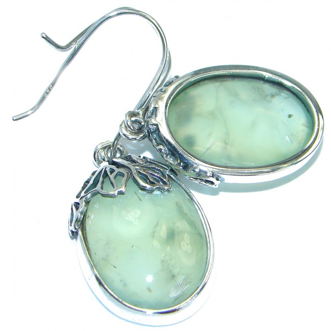 Authentic Moss Prehnite oxidized .925 Sterling Silver handmade earrings