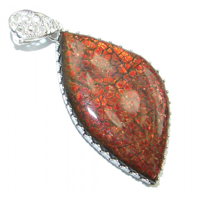 One of the kind Authentic Beauty Canadian Ammolite Sterling Silver handmade Pendant