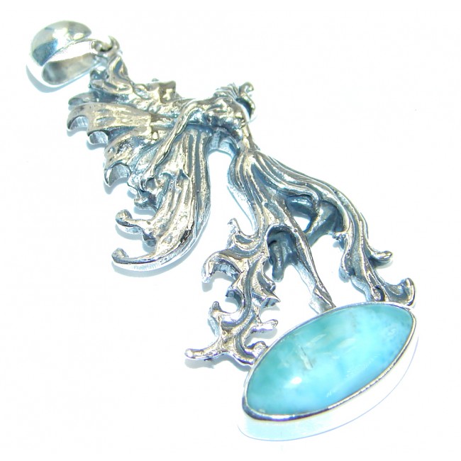 Venus Genuine Blue Larimar Handmade .925 Sterling Silver handcrafted Pendant