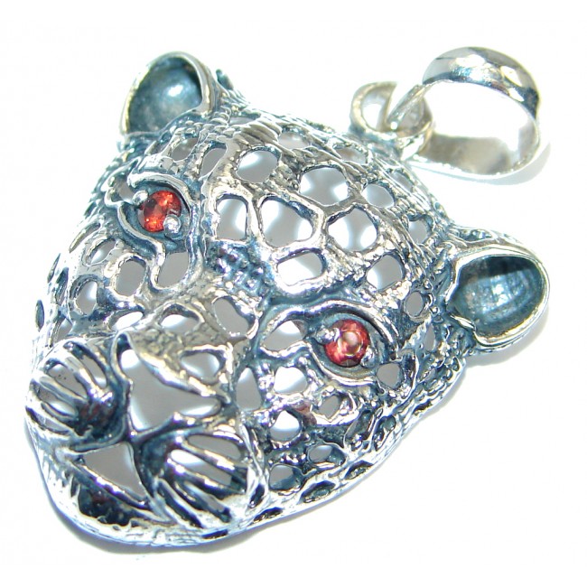 Panther Unusual Design Granet .925 Sterling Silver handmade Pendant