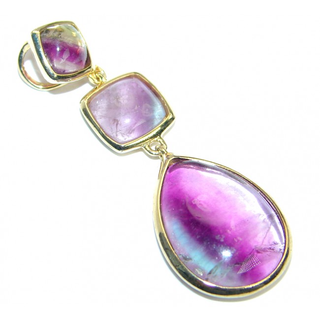 Secret Purple Fluorite Gold plated over .925 Sterling Silver handcrafted Pendant