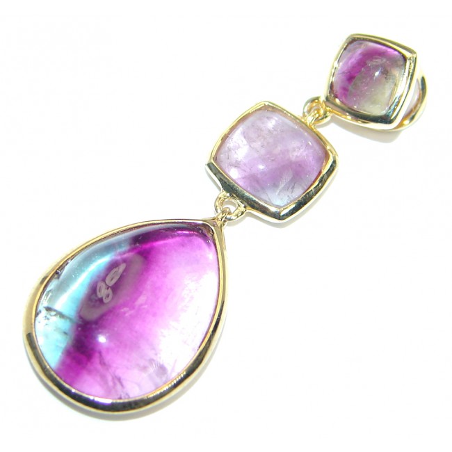 Secret Purple Fluorite Gold plated over .925 Sterling Silver handcrafted Pendant