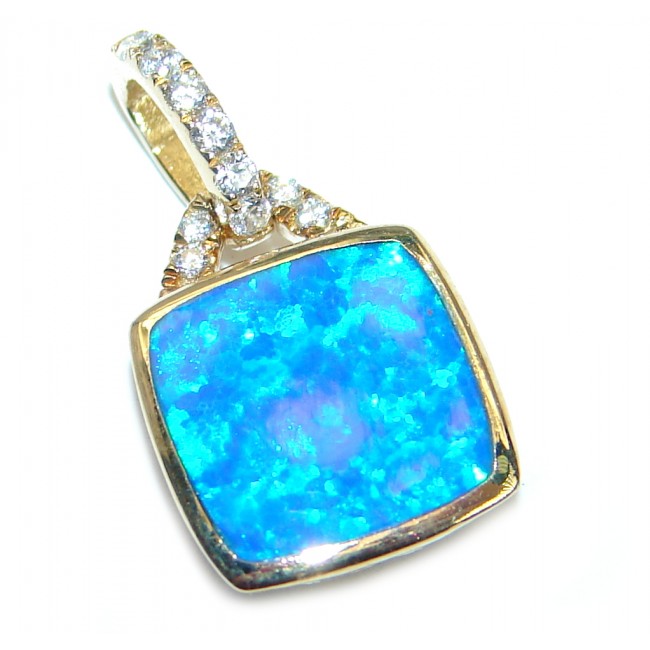 Precious Japanese Fire Opal Gold plated over .925 Sterling Silver handmade Pendant