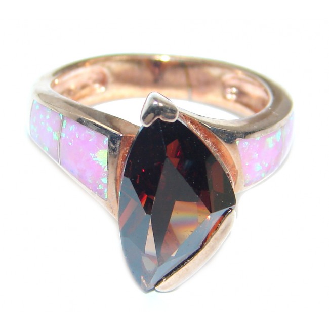 Amazing Genuine Smoky Topaz Rose Gold plated over .925 Sterling Silver ring size 6