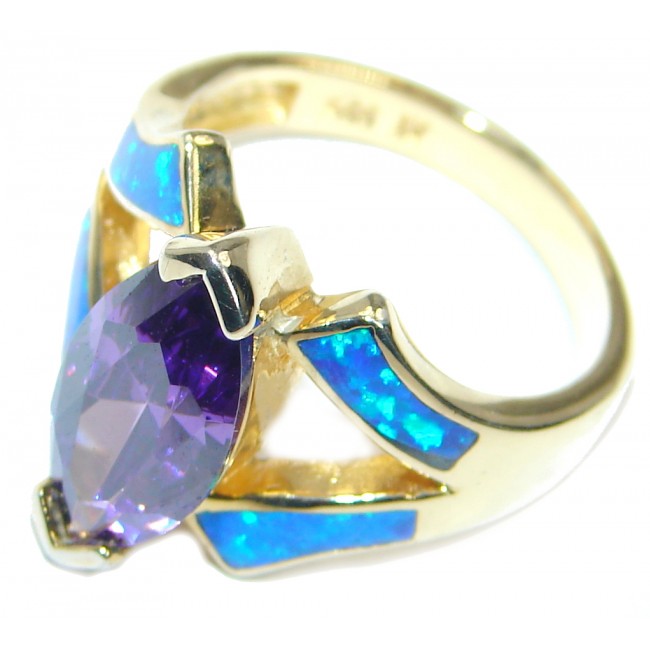 Ultra Fancy Cubic Zirconia Gold plated over .925 Sterling Silver Cocktail ring s. 6