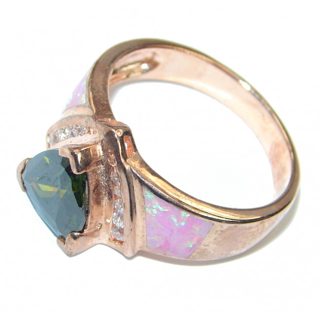 Fancy Cubic Zirconia Gold plated over .925 Sterling Silver Cocktail ring s. 8