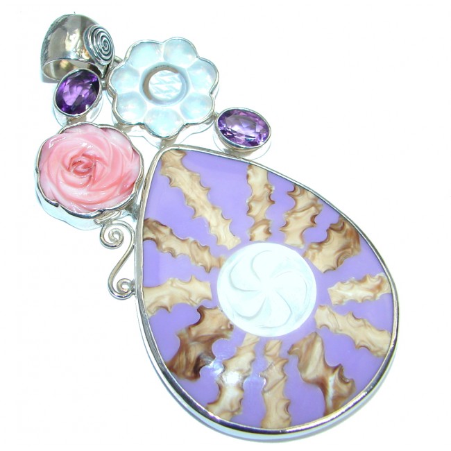 Amazing Purple Ocean Shell .925 Sterling Silver handmade Pendant