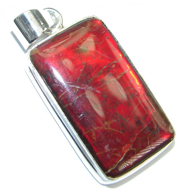 One of the kind Authentic Beauty Canadian Ammolite Sterling Silver handmade Pendant