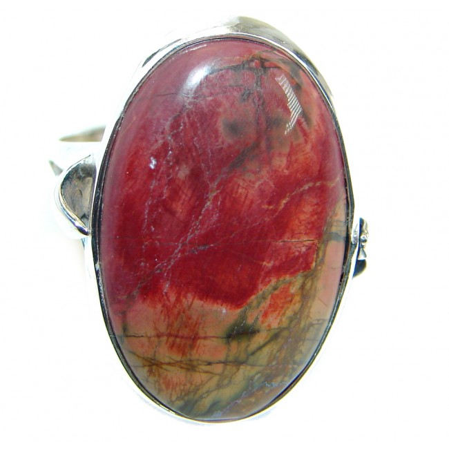 Perfect Red Creek Jasper Sterling Silver handmade Ring s. 9