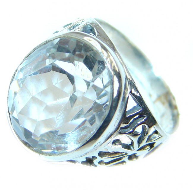 Princes Style White Topaz Sterling Silver handcrafted ring; s. 8 1/4