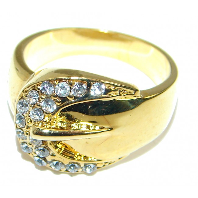 Belt Fancy Cubic Zirconia Gold plated over .925 Sterling Silver Cocktail ring s. 7 1/4