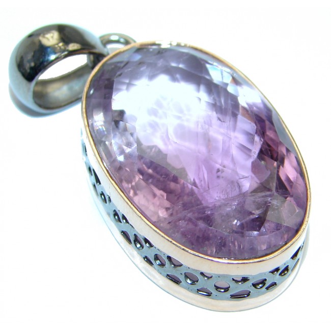 Great Silverwork Amethyst Rose Gold plated over .925 Sterling Silver handmade Pendant