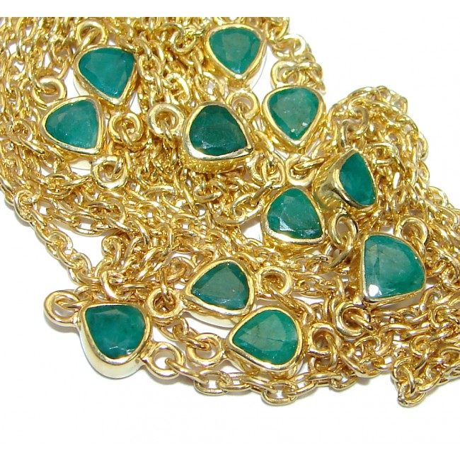 36 inches genuine Emerald Gold plated over .925 Sterling Silver handmade Necklace