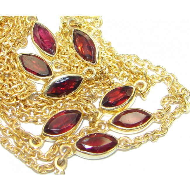 36 inches genuine Garnet Gold plated over .925 Sterling Silver handmade Necklace