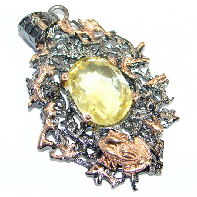 Golden Pound Genuine Citrine Rose gold over .925 Sterling Silver handcrafted pendant