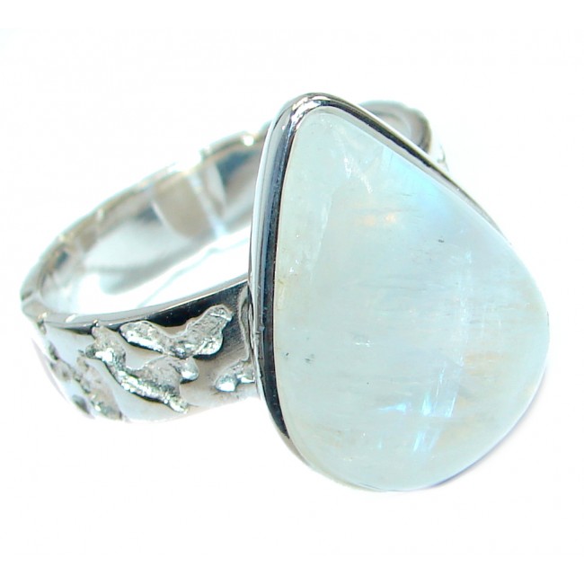 Simle Style Perfect Moonstone .925 Sterling Silver handmade Ring s. 8 1/4