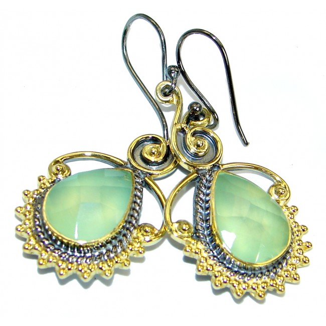 Authentic Moss Prehnite Gold over .925 Sterling Silver handmade earrings