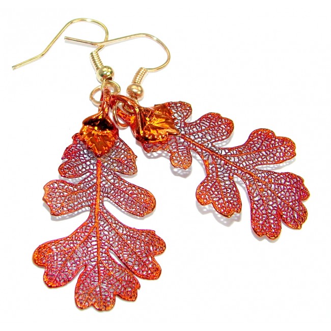 Fashion Deep In Copper Leaves Sterling Silver earrings