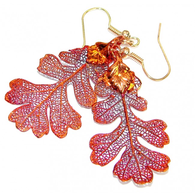 Fashion Deep In Copper Leaves Sterling Silver earrings