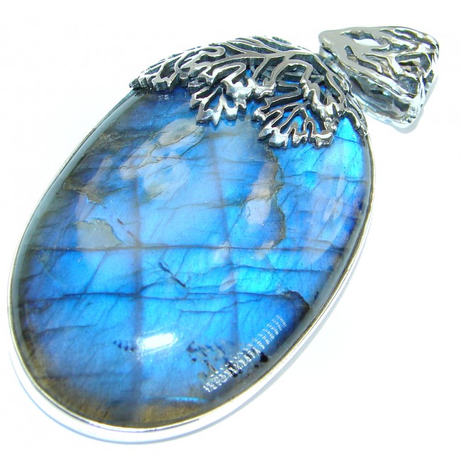 Highest quality genuine Blue Labradorite .925 Sterling Silver handmade Pendant