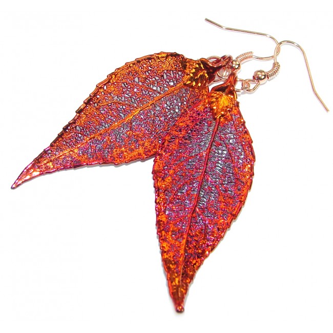 Fashion Deep In Copper Leaves .925 Sterling Silver earrings