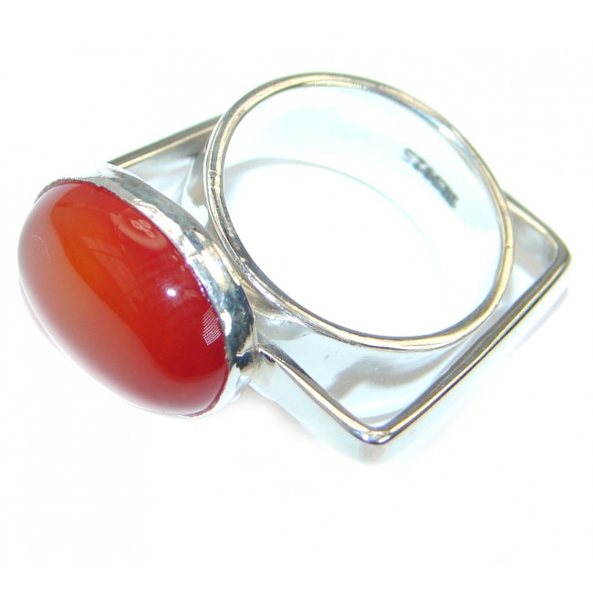 Amazing Genuine Carnelian Sterling Silver Ring Size 6