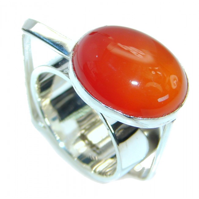 Amazing Genuine Carnelian Sterling Silver Ring Size 6