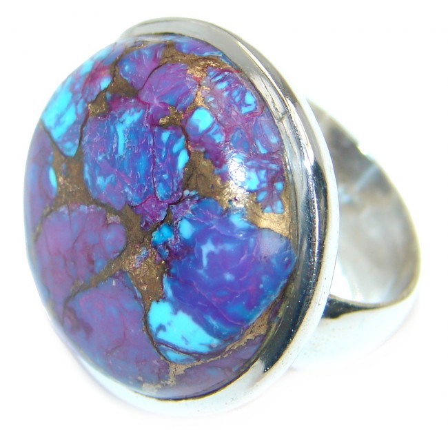 Copper Purple Turquoise Sterling Silver handmade Ring s. 8