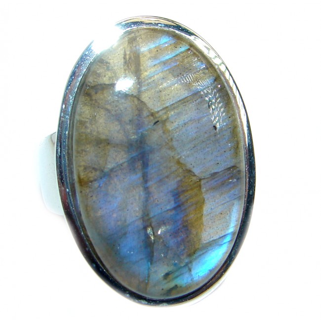 Blue Fire Labradorite .925 Sterling Silver handmade ring size 7 1/2