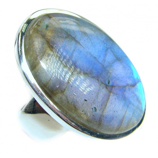 Blue Fire Labradorite .925 Sterling Silver handmade ring size 7 1/2