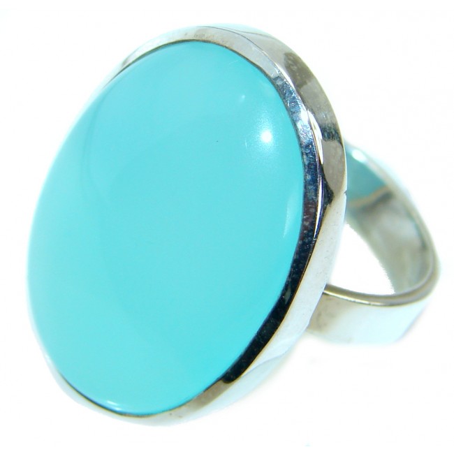 Blue Chalcedony Agate Sterling Silver handcrafted Ring s. 8 1/2