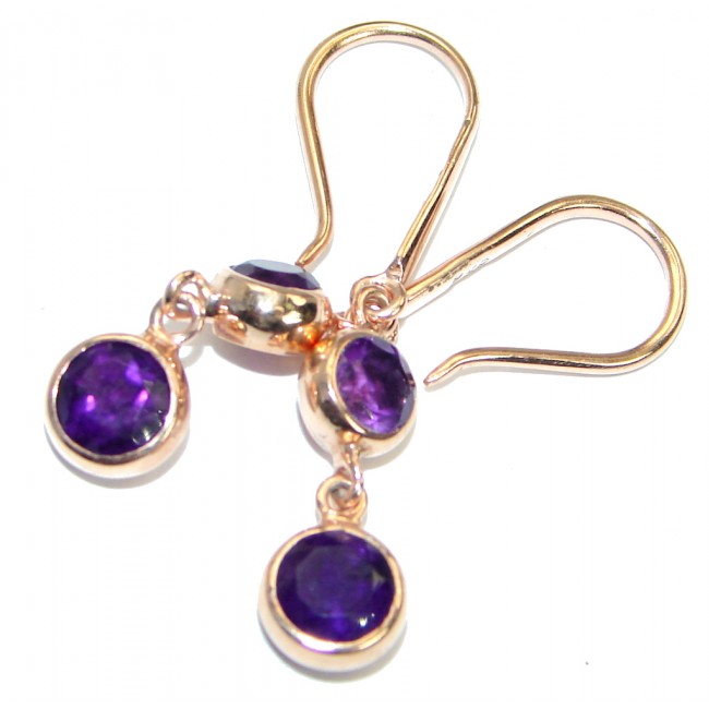 Delicate Beauty Purple Amethyst Rose Gold over .925 Sterling Silver Earrings