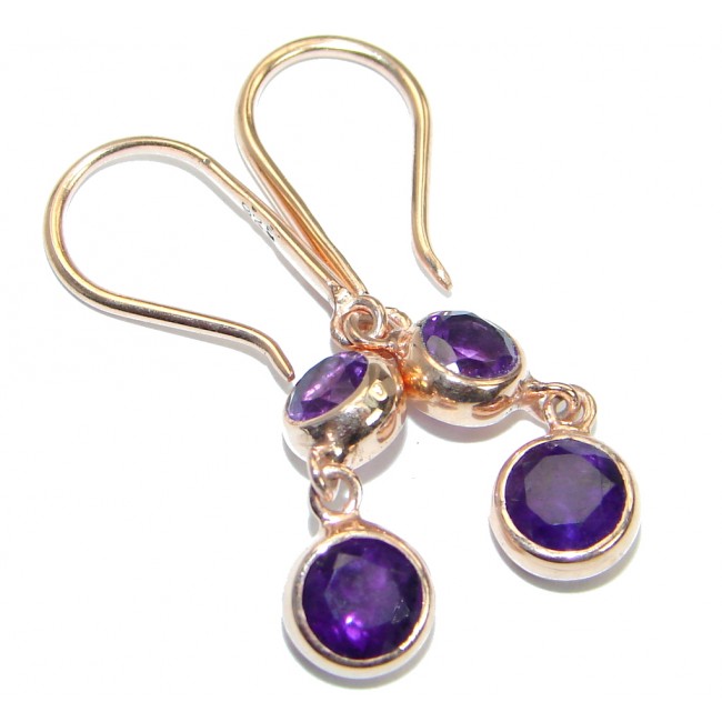 Delicate Beauty Purple Amethyst Rose Gold over .925 Sterling Silver Earrings