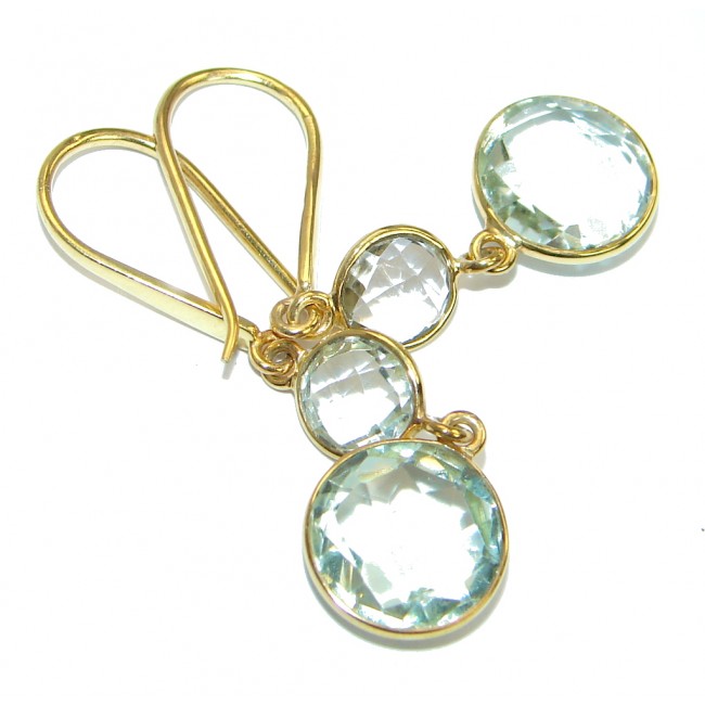 Perfect Green Amethyst Gold over .925 Sterling Silver handmade earrings