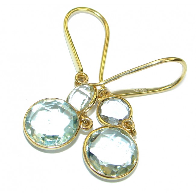 Perfect Green Amethyst Gold over .925 Sterling Silver handmade earrings