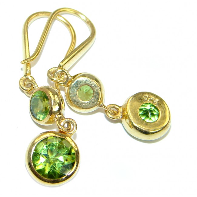Authentic Peridot Gold plated over .925 Sterling Silver handmade earrings