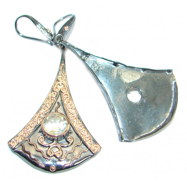 Stylish genuine Citrine Rose Gold over .925 Sterling Silver handmade earrings