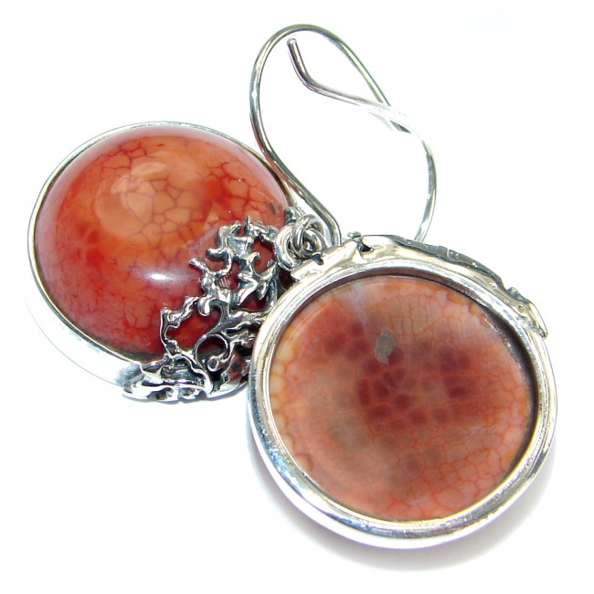 Mexican Agate oxidized .925 Sterling Silver handmade earrings