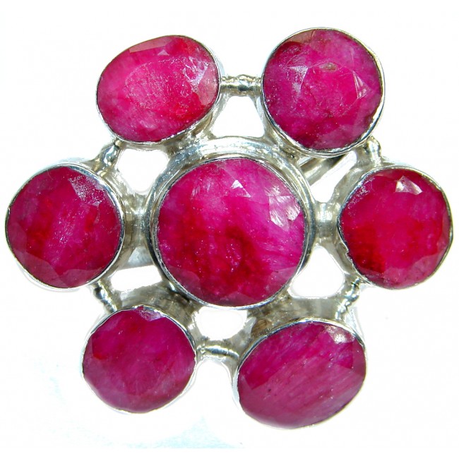 Large Ruby .925 Sterling Silver ring; s. 10 1/4