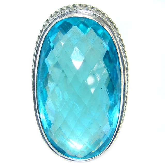 Energazing created Blue Topaz Quartz Sterling Silver Ring size 9