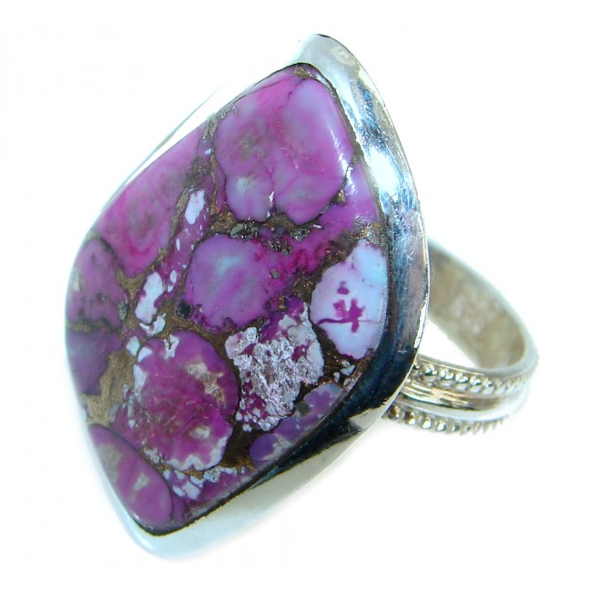 Copper Purple Turquoise .925 Sterling Silver handmade Ring s. 9
