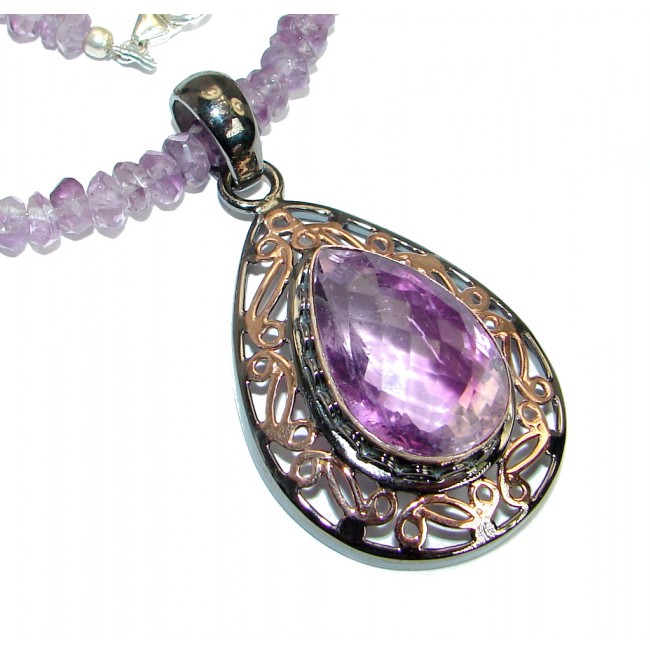 Simple genuine Amethyst Necklace .925 Sterling Silver 20 inches necklace