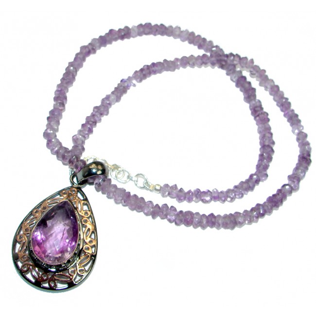 Simple genuine Amethyst Necklace .925 Sterling Silver 20 inches necklace