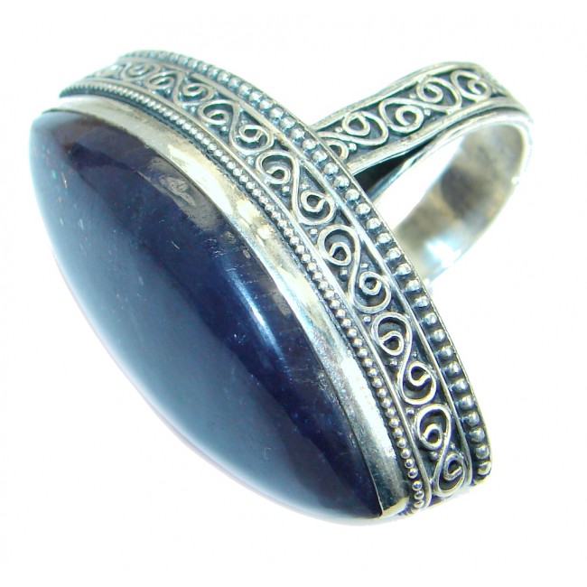 Huge Vintage Style Blue Fire Labradorite .925 Sterling Silver handmade ring size 7